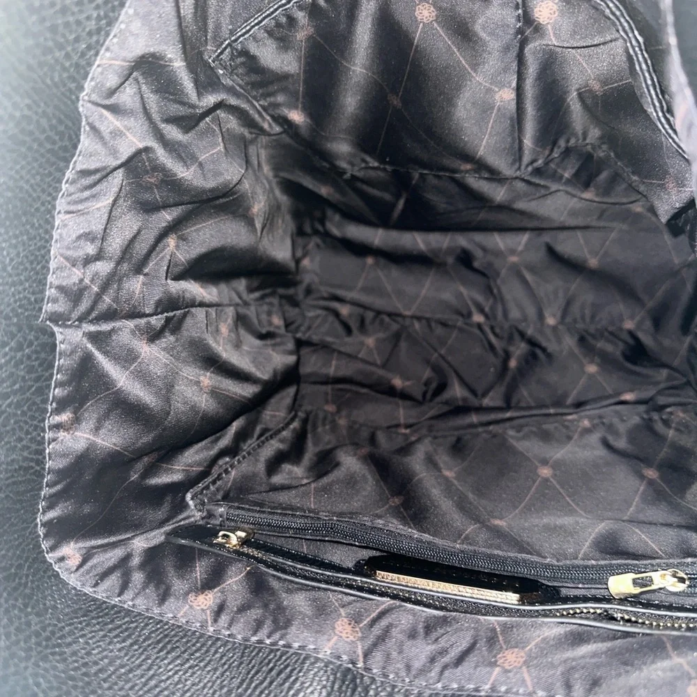 Madison West Faux Leather Convertible Backpack Tan and Black Gold Hardware